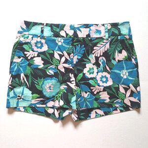 Loft Riviera Floral Tropical Shorts Womens 4 Green Pink Resort Vacation Beachy